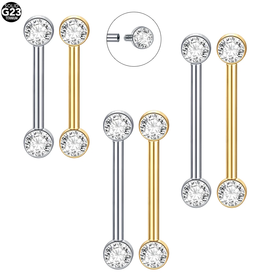 Body Jewelry Implant Grade - Bilanciere per capezzolo filettato internamente in