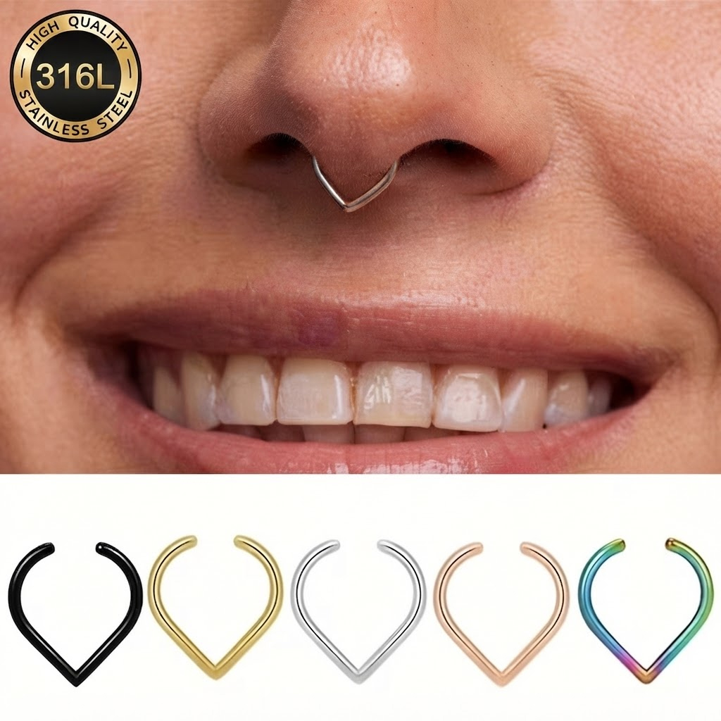 Body Jewelry Nose Studs - Set di 5 Anelli Finti per