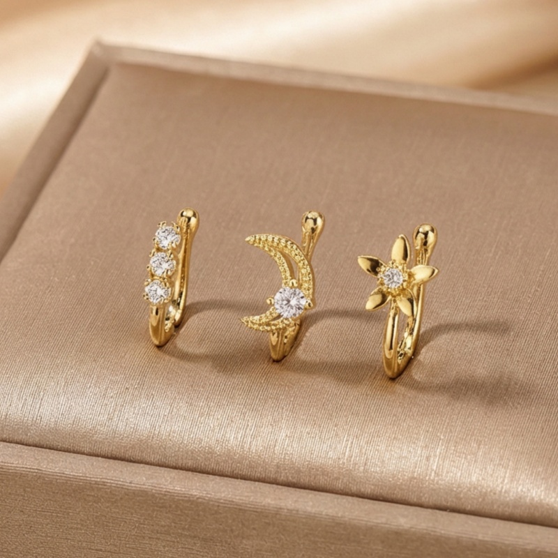 Body Jewelry Nose Studs - Set di 3 clip per naso