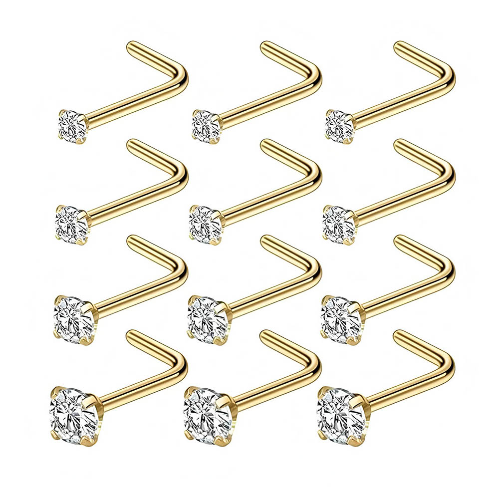 Body Jewelry Nose Studs - Set completo da 12 pezzi Borchie