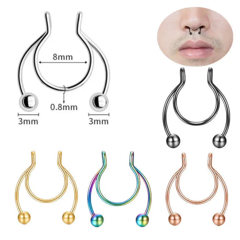 Anello da naso finto a forma d - Body Jewelry Nose Studs recensione e prezzo