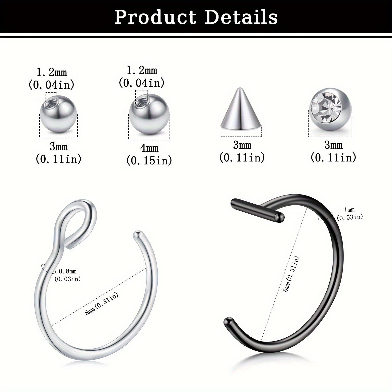 Piercing Finti, Anello Finto p - Body Jewelry Nose Studs recensione e prezzo