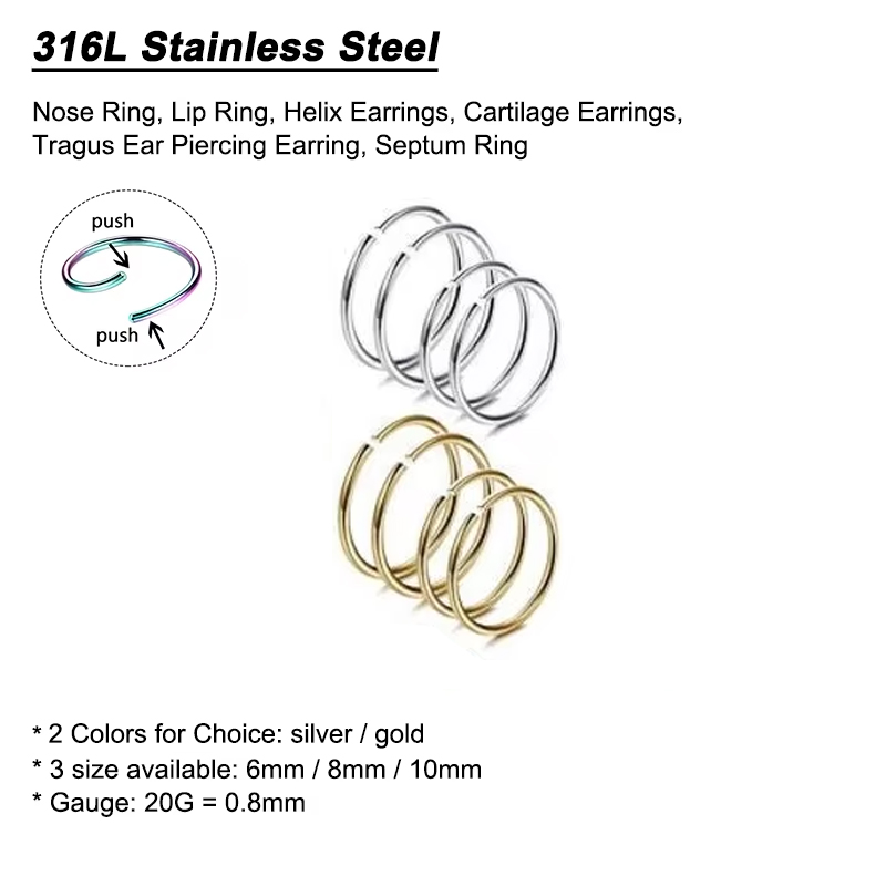 Set di 6 Anelli per Naso Ipoal - Body Jewelry Nose Studs recensione e prezzo