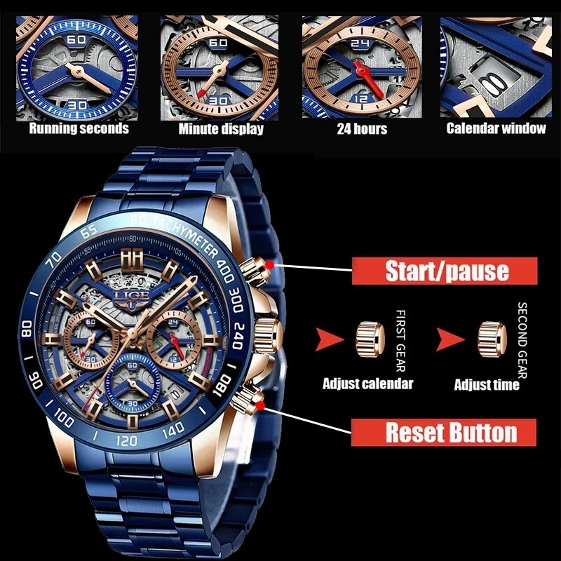 LIGE 2024 New Men Watch Top Br - Threadless Push Pin recensione e prezzo