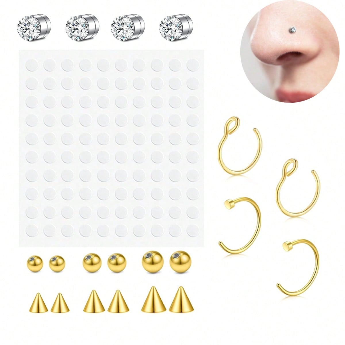Anelli per naso finti, septum  - Body Jewelry Nose Studs recensione e prezzo